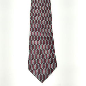 Haggar Mens Red Gray Abstract Necktie 54x3-3/4